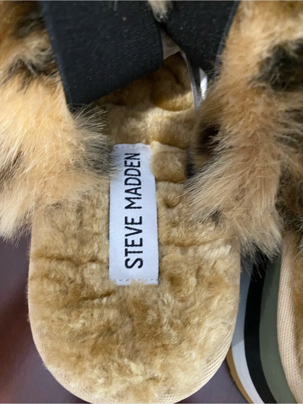 Steve Madden Leopard Faux-Fur Camo Platform Slide Sandals